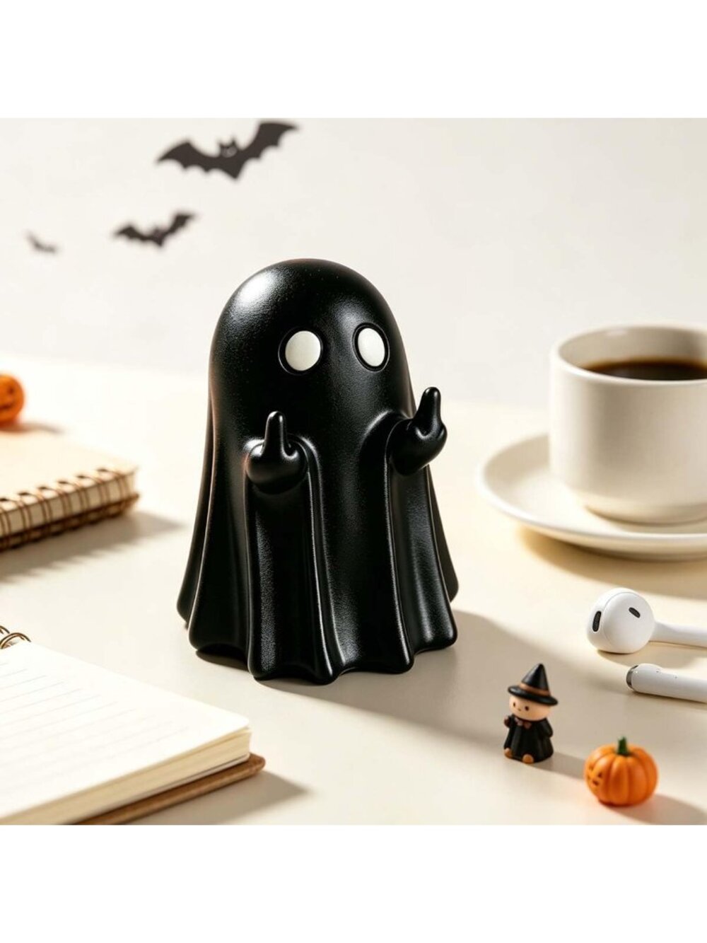 🎃Halloween Black Ghost Figurine Indoor Decor Ornaments, Spooky Ghost Tabletop - Picture 4 of 4